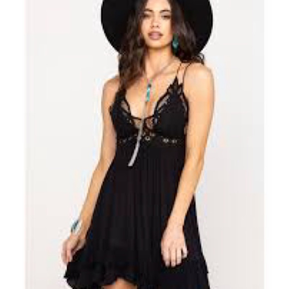 Free people Black Lace Dress